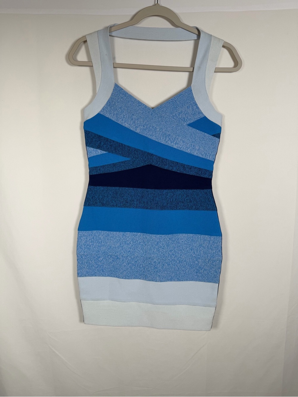 NWT Topshop Blue‎ Multi-Tone Bandage Striped Bodycon Dress